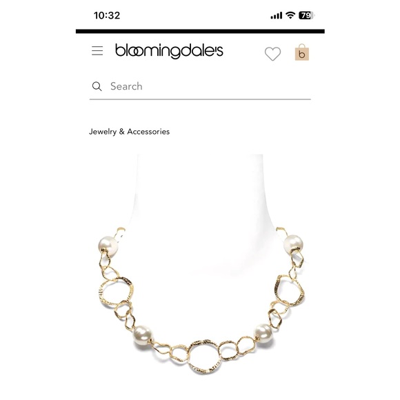 Majorica Baroque Hammered Oval Pearl Necklace - 925 Sterling Silver - Picture 4 of 4